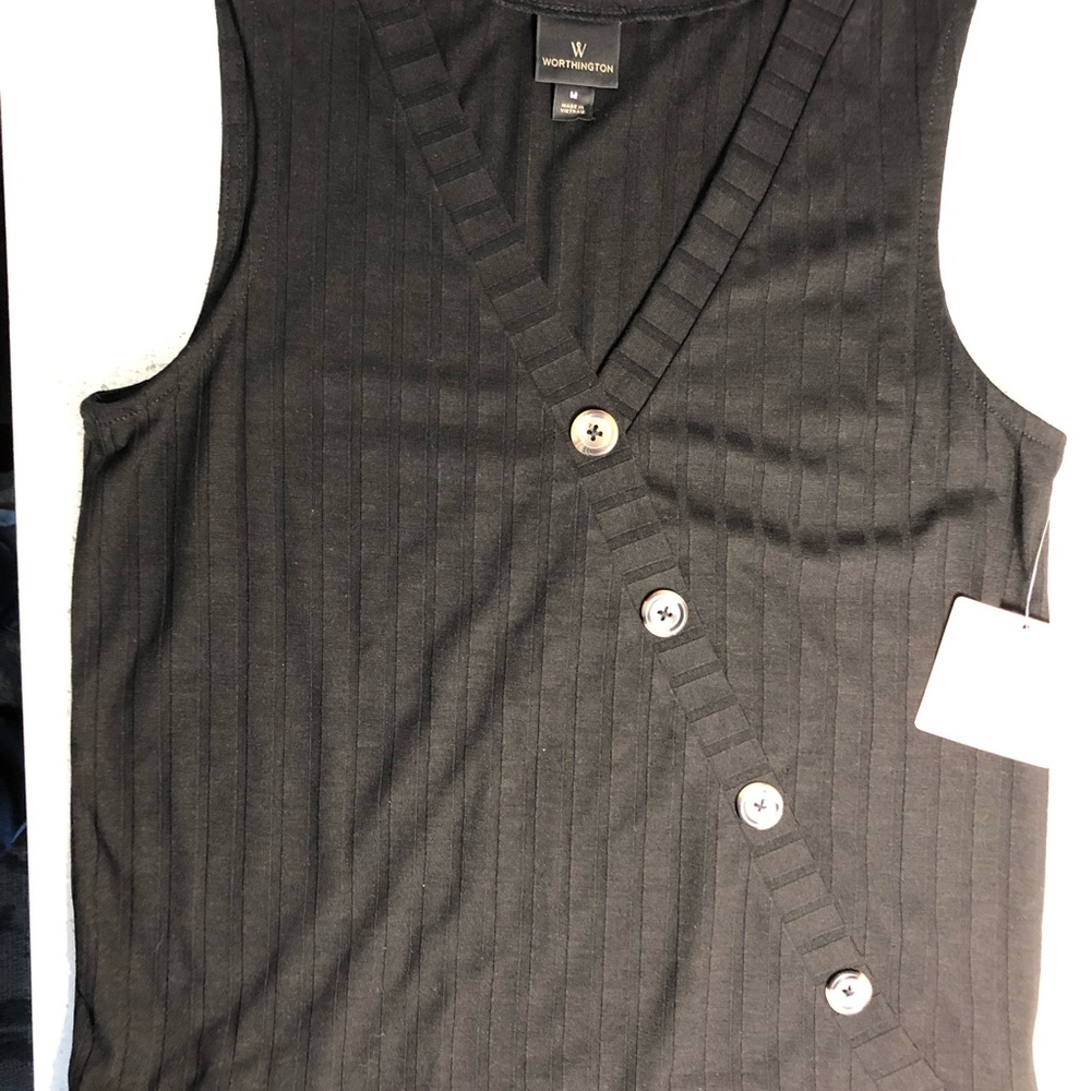 Worthington ribbed sleeveless top black size medium